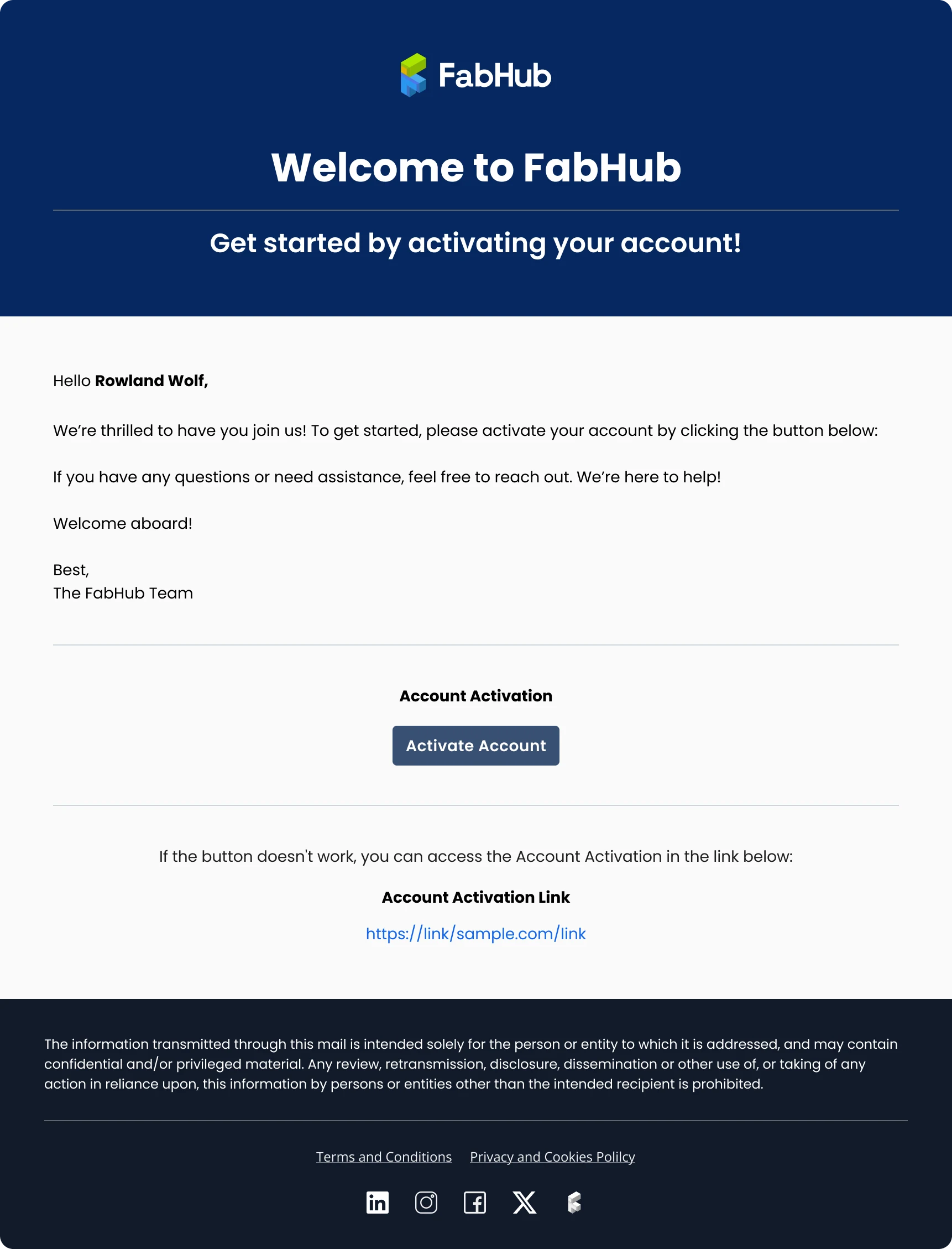Activation email success